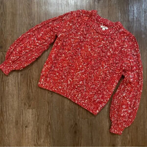 Goodthreads Crop Crewneck Cable Popcorn Marled Red Sweater Medium